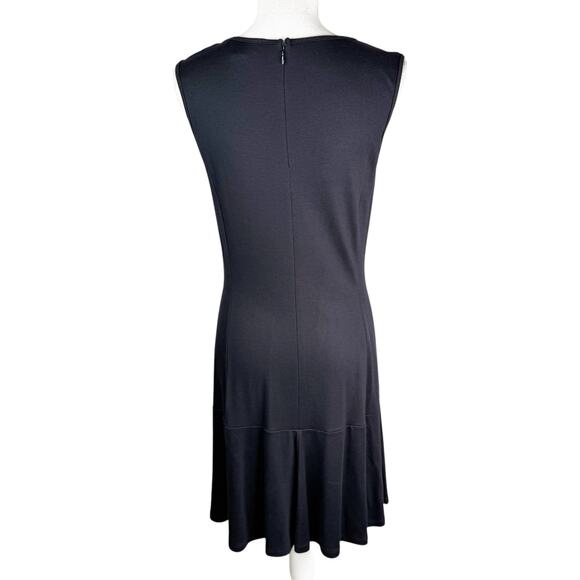 Donna Ricco Fit and Flare Sleeveless Dress LBD Black Stretch Knit  Knee Length L - Picture 4 of 7